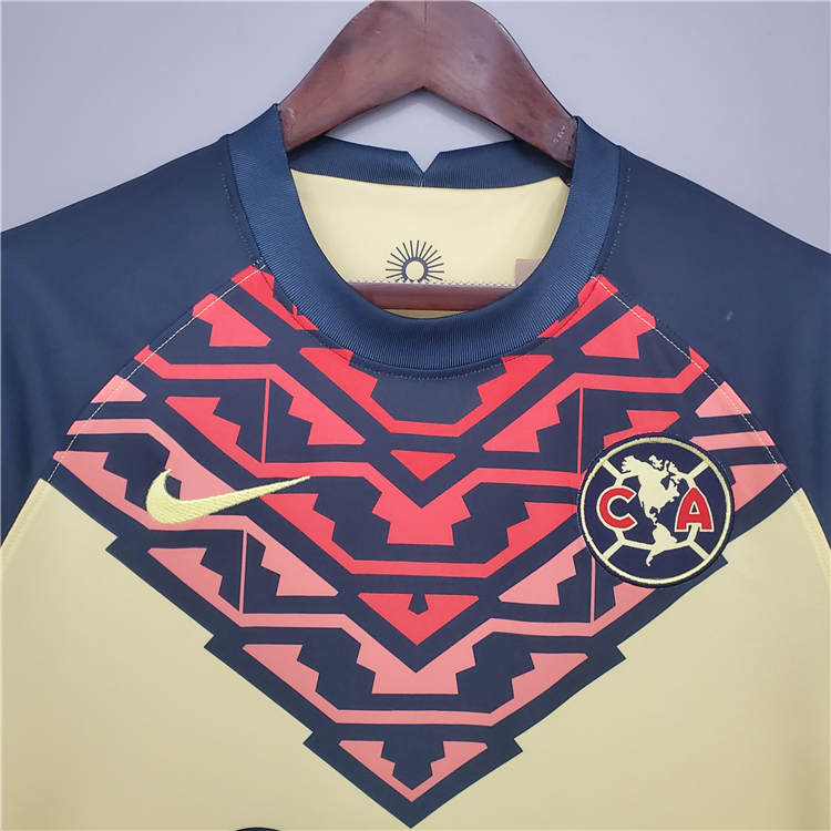 Club America Soccer Jersey 21-22 Home Yellow Football Shirt - Click Image to Close